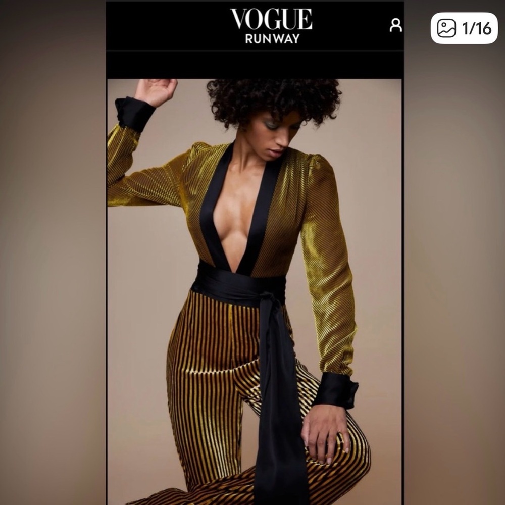 Gold and Black Striped Jumpsuit